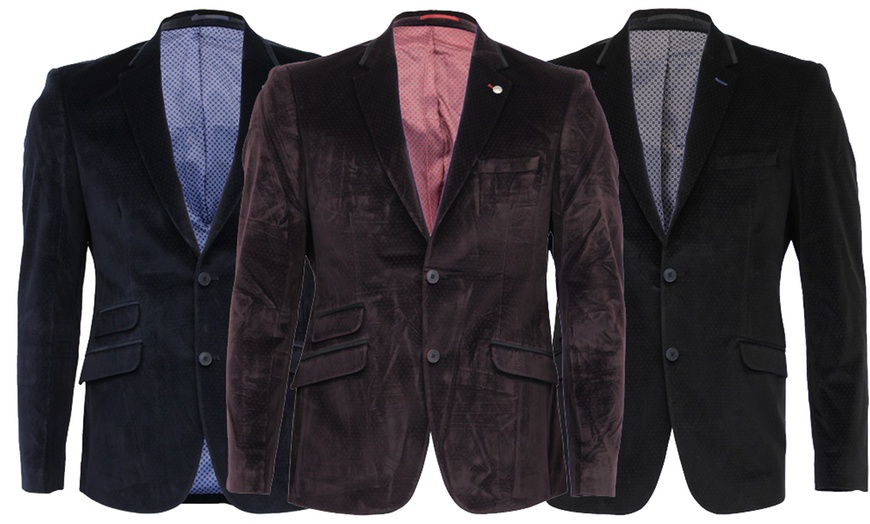 Image 1: Men's Velour-Look Blazer