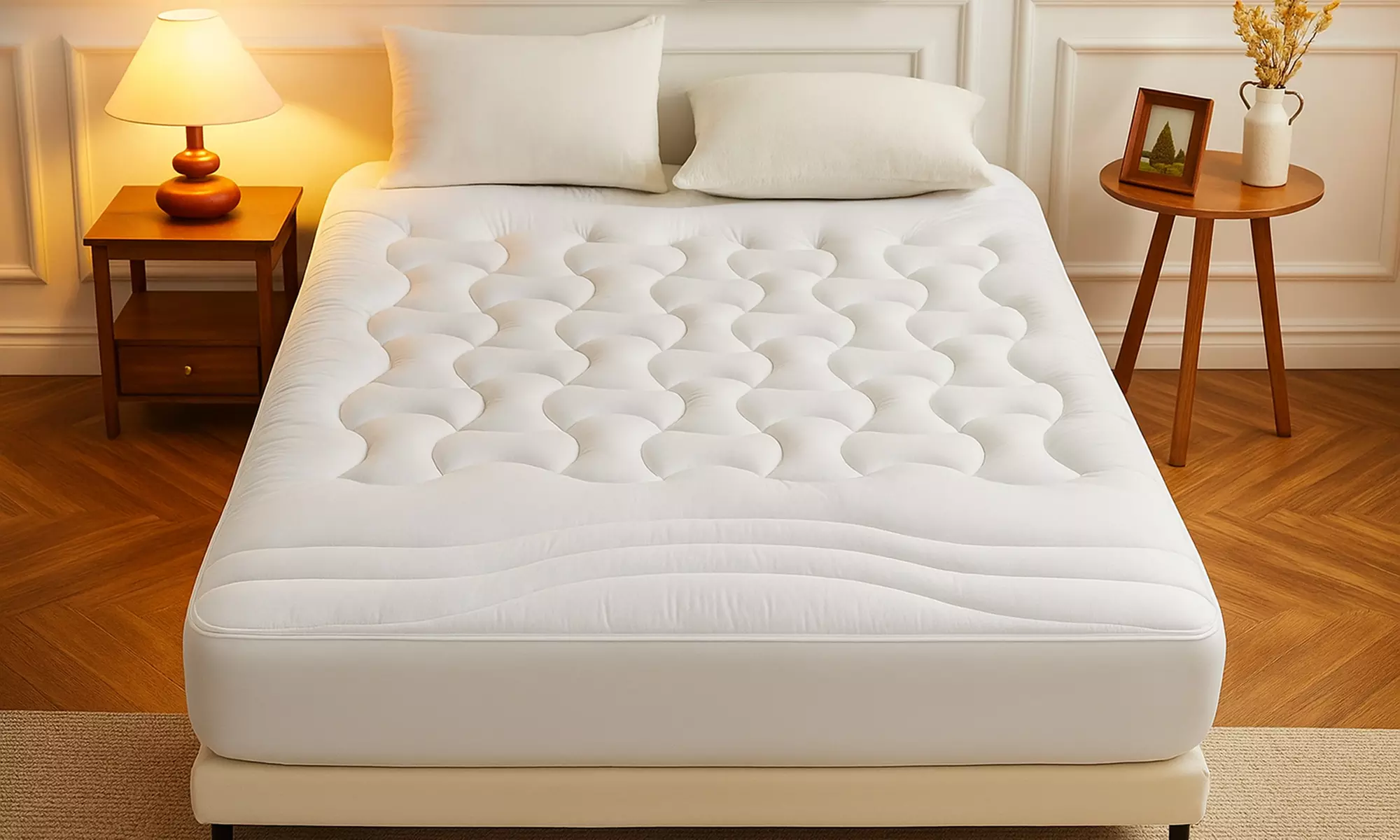 Surmatelas ConforProtect 2 en 1, alèse et protège-matelas intégrés, 7 cm de confort, imperméable, Sampur - Primary Image