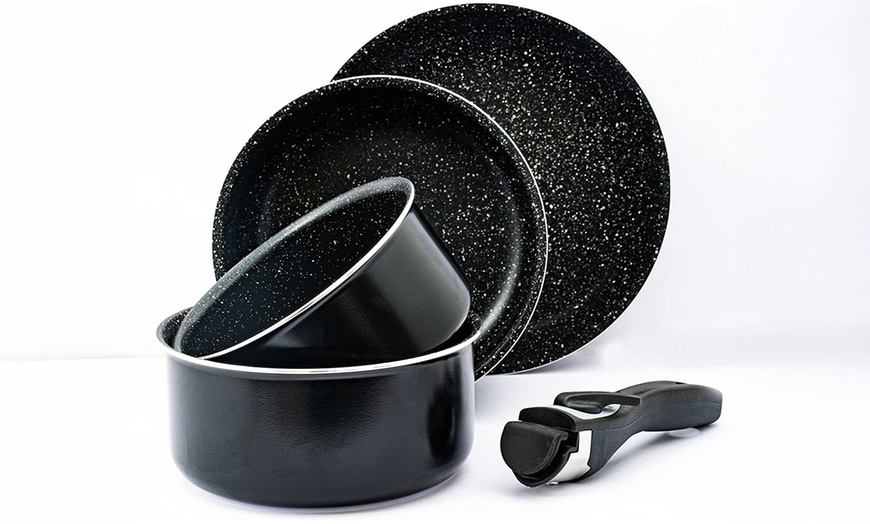 Image 11: 5-, 7-, oder 17-tlg. Herzberg Kochgeschirr-Set mit abnehmbarem Griff