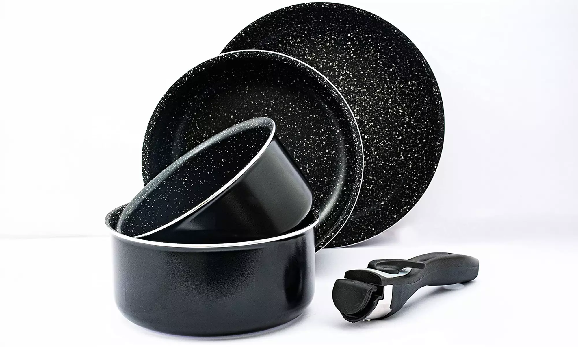 5-, 7-, oder 17-tlg. Herzberg Kochgeschirr-Set mit abnehmbarem Griff