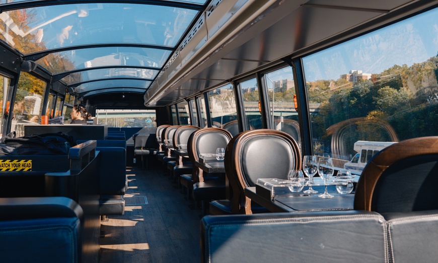 Image 2: NYC Panoramic Dining Experience: Six-Course Dinner Aboard Bustronome