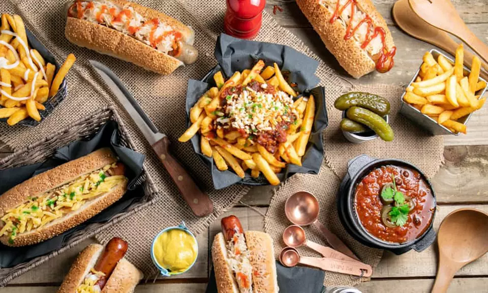 Delight with Hotdog Combo with Small Chips & Drink for 1, 2 or 4 People @5 Dogs Fortitude Valley(Up to 32%Off) - Primary Image