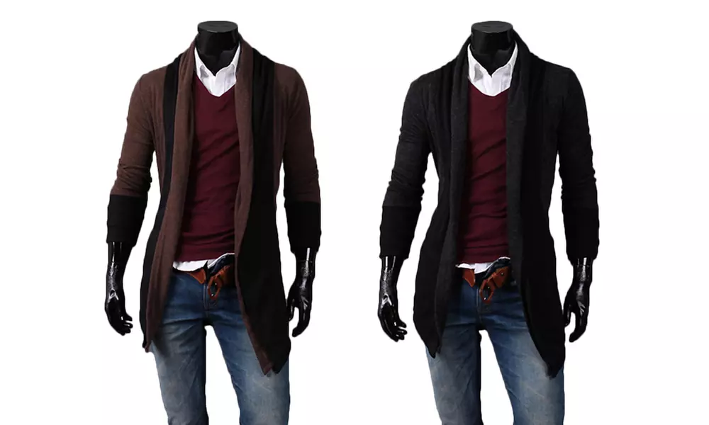 1 ou 2 cardigans longs tricotés pour homme - Primary Image