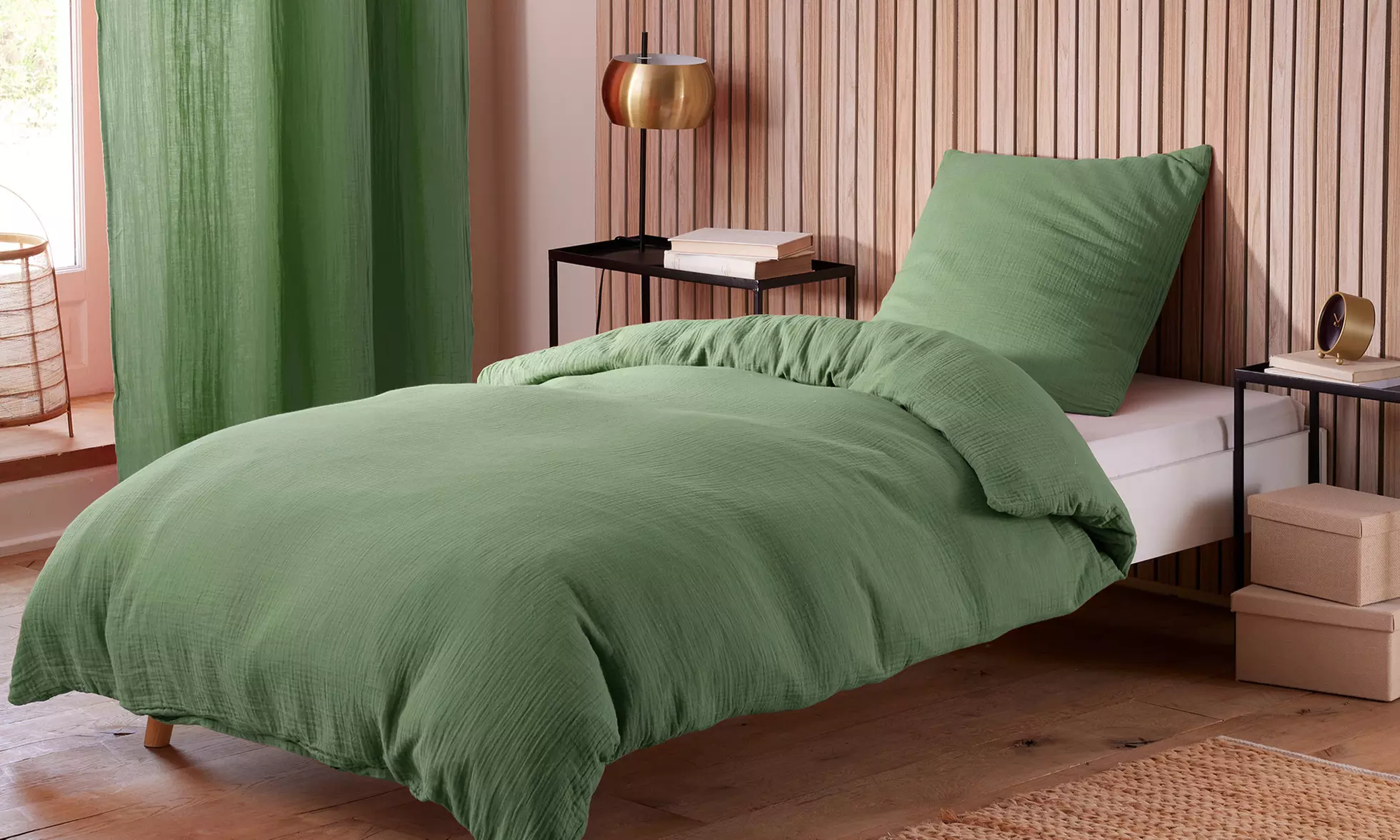 Parure de couette coton 140 x 200 cm avec taie d'oreiller 65 x 65 cm