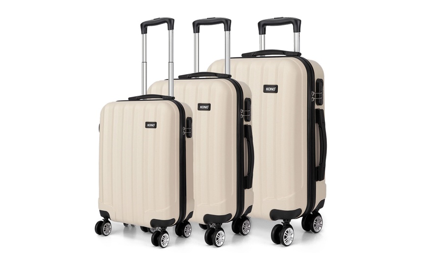 Image 12: Three Piece Set Four Wheels Hard Shell Suitcases