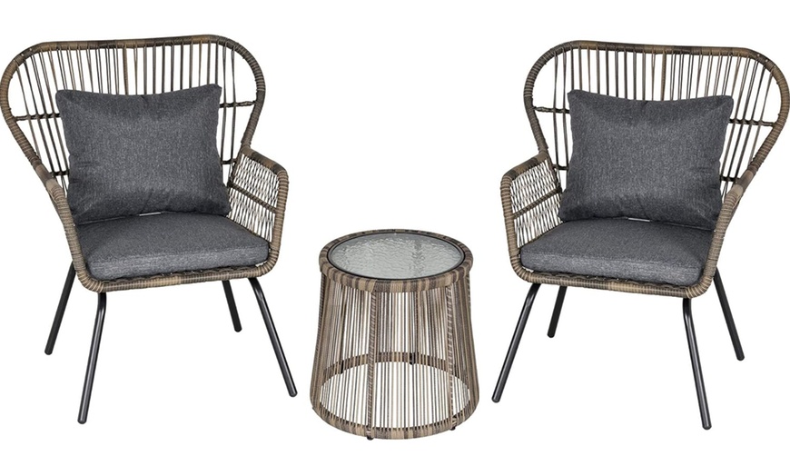 Image 20: Outsunny Woven Bistro Set with 2 Chairs and Table, Choice of Styles