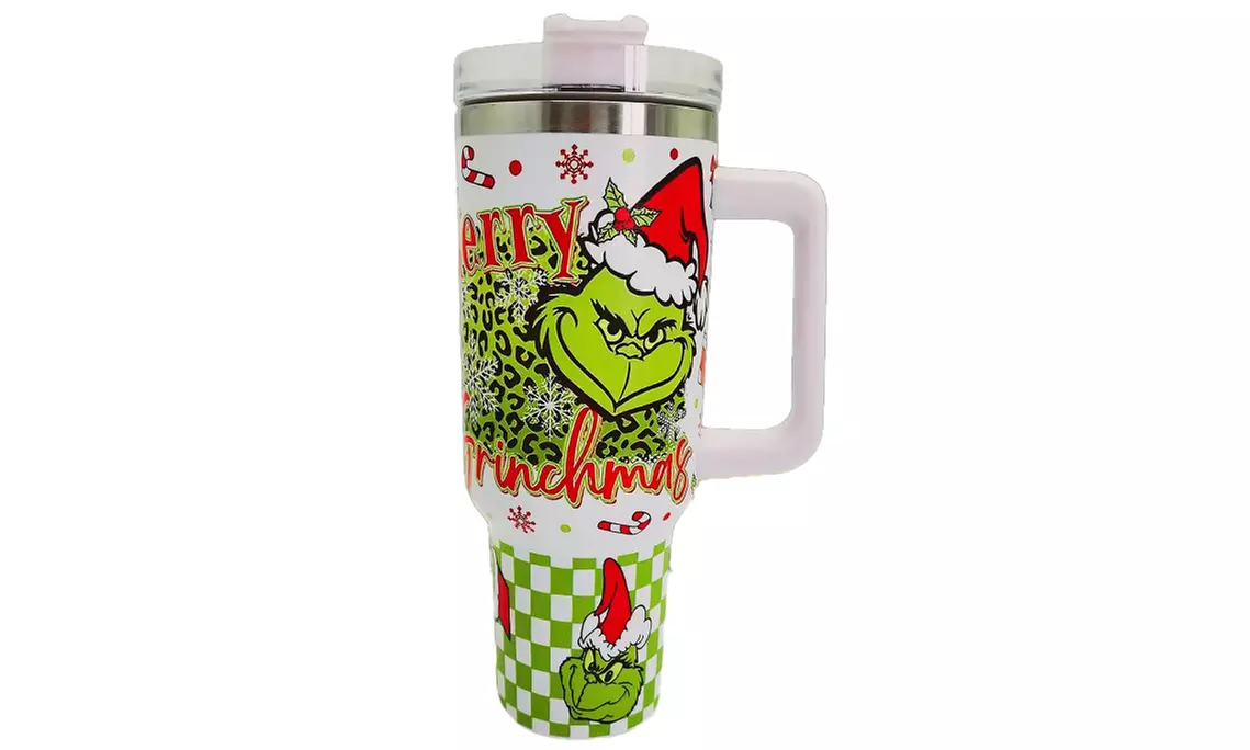1x oder 2x Edelstahl-Thermobecher 1,2 L mit Grinch-Motiv