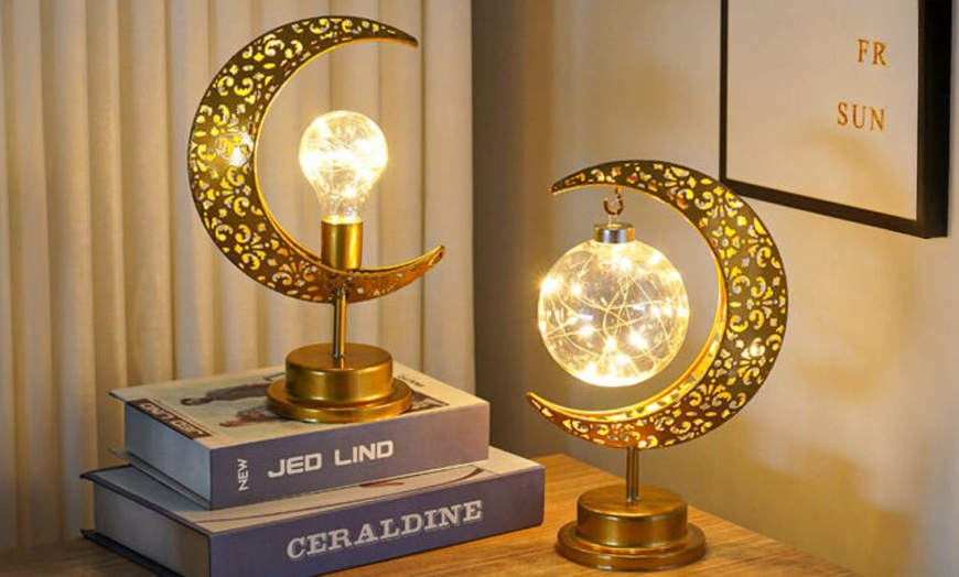 Image 2: LED Iron Hollow-Out Star and Moon Night Lights