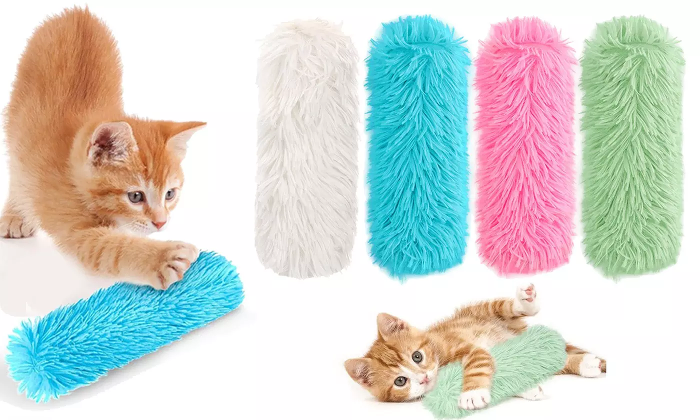 Four-Pc ItBelongs2U Plush Catnip Cat Toys Crinkle Sound Cat Pillows Kicker Toys