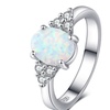 Image 4: Fire Oval Opal Cushion Cut Engagement Ring For Women Girls Birthday Gift