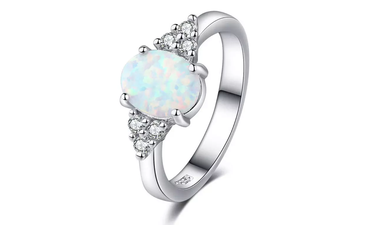 Fire Oval Opal Cushion Cut Engagement Ring For Women Girls Birthday Gift