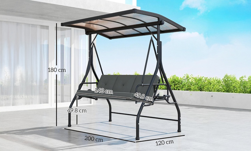 Image 17: Outsunny 3 Seater Garden Swing Seat Bed