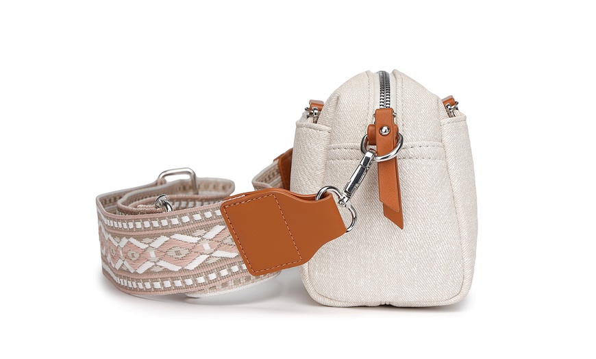 Image 28: Jacquard Strap Water-resistant Crossbody Bag