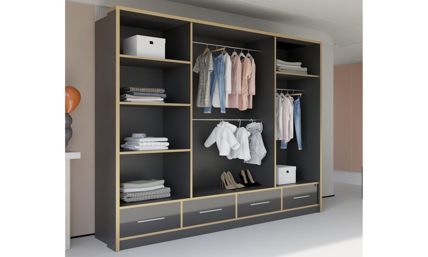 Image 8: Sweden Modern High Gloss Wardrobe with Drawers