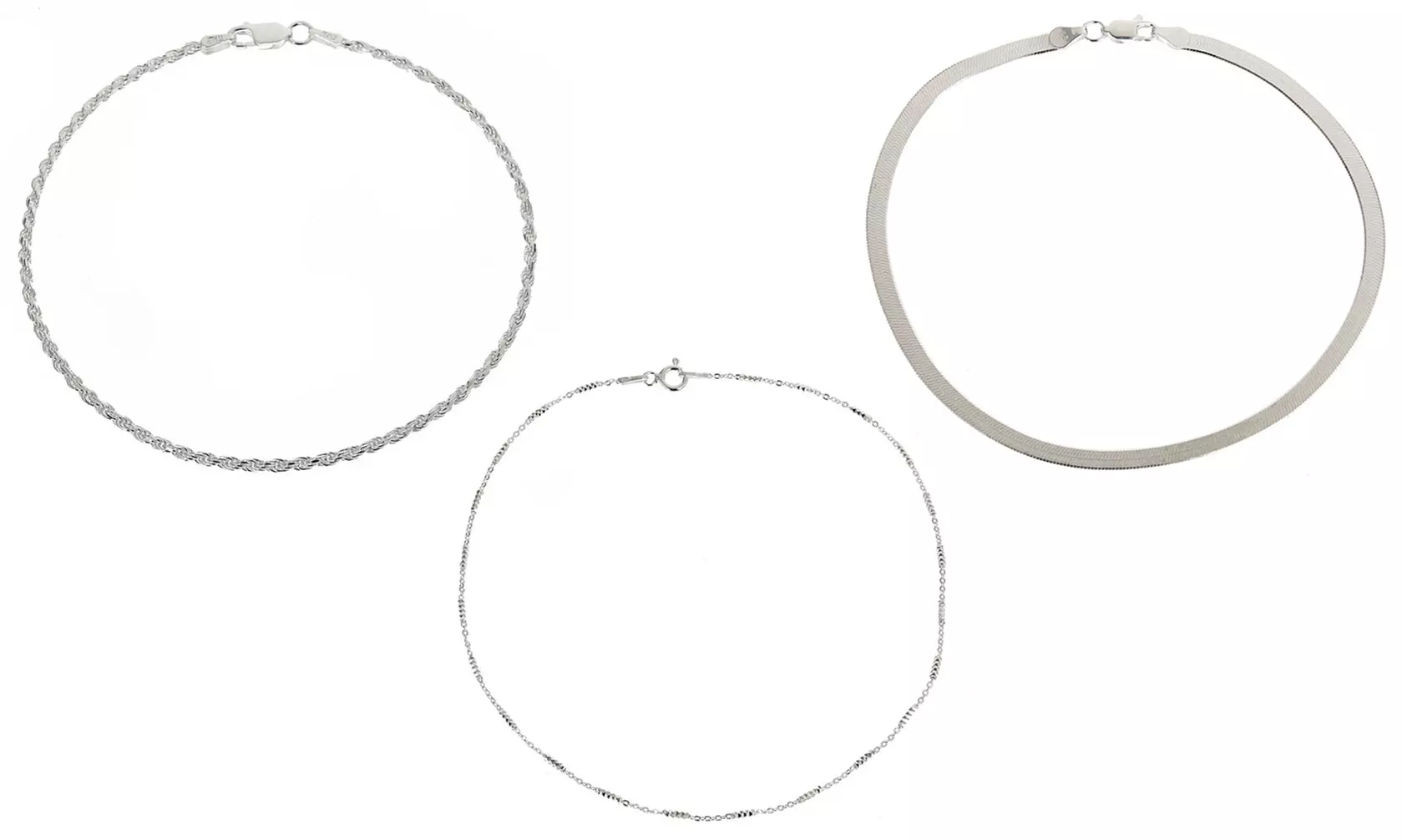 Italian Made Solid Sterling Silver Anklets by Verona (Multiple Styles Available) - Primary Image