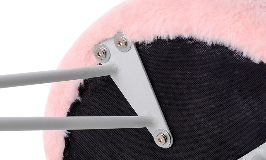 Image 2: Round Plush Vanity Stool with Metal Legs