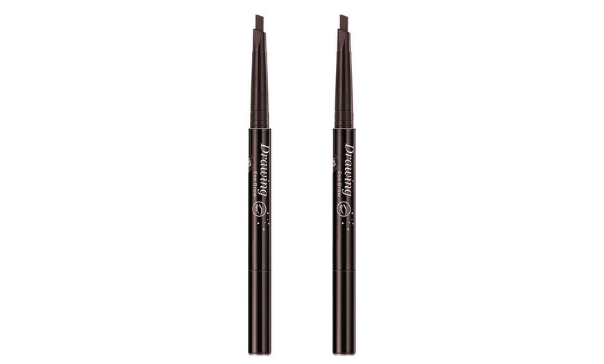 Image 10: 2 Pack Eyebrow Pencil Retractable Slant Tip with Brush Double-end Waterproof