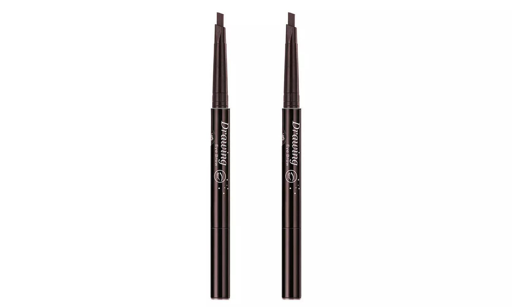 2 Pack Eyebrow Pencil Retractable Slant Tip with Brush Double-end Waterproof