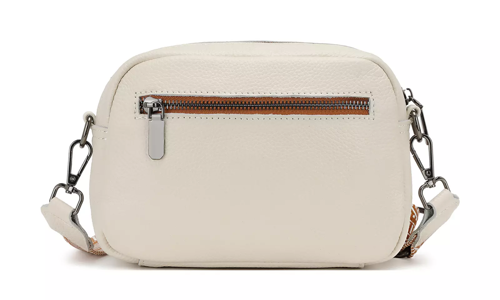 Clearance Leather Crossbody Shoulder Bag with Jacquard Woven Strap