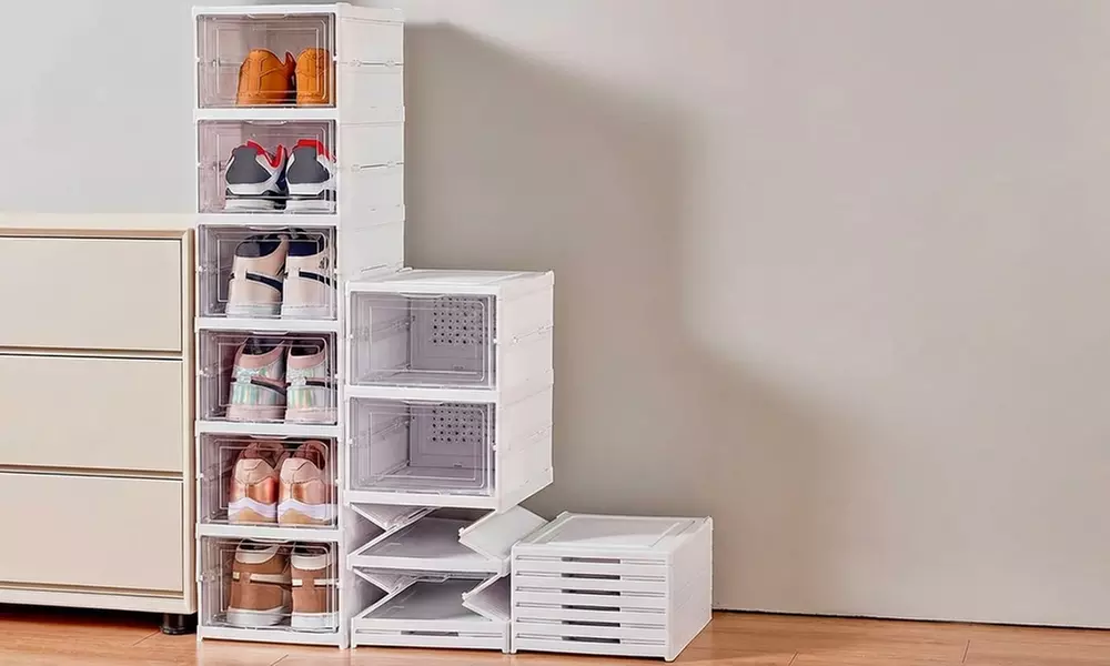 Scarpiera impilabile con 6 contenitori