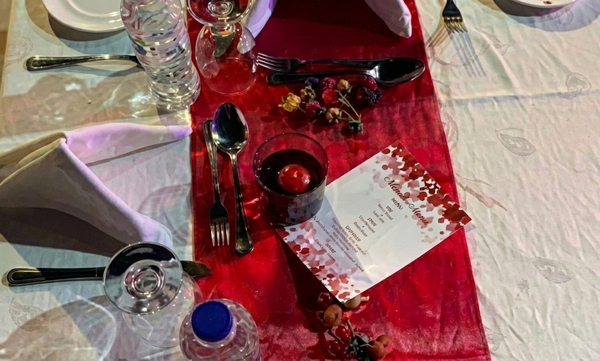 Image 3: Valentine's 5 Course Pool Side Candlelight Dinner for Two on Feb 14th