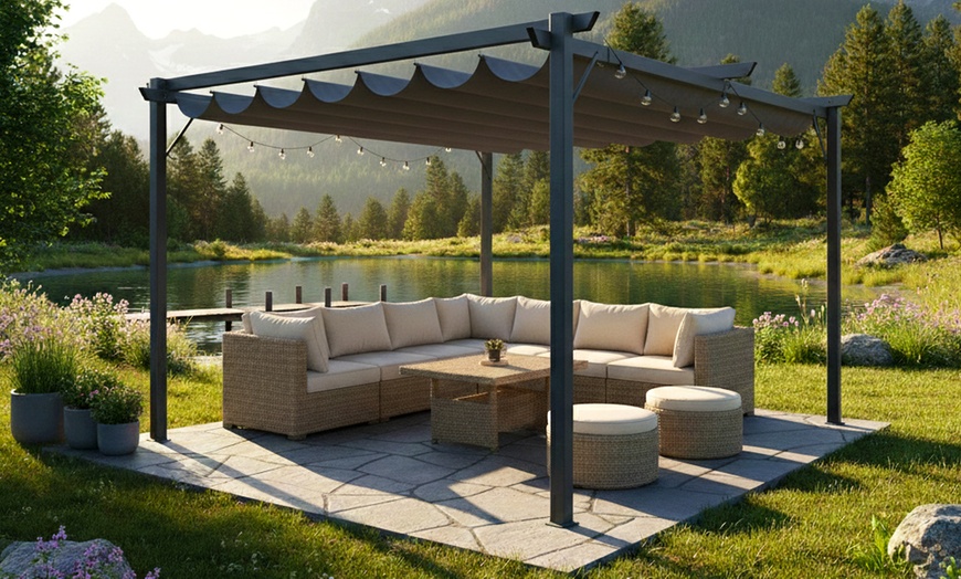 Image 12: Pergola da giardio in acciaio e telo retrattile