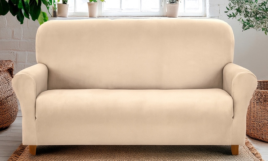 Image 3: Funda impermeable de terciopelo de poliéster para sillón o sofá