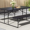 Image 1: Foldable Black Picnic Table and Bench Set