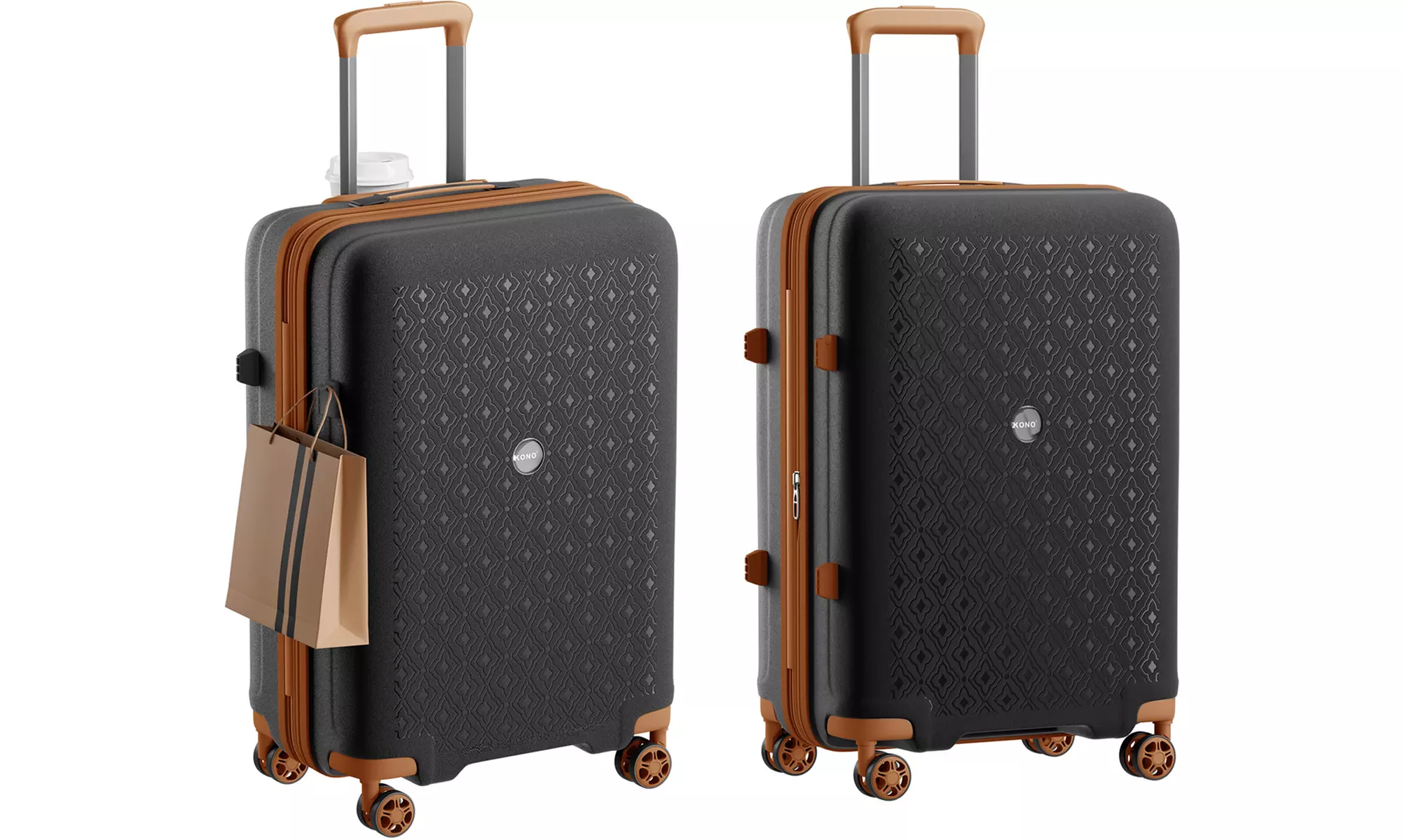 1 of 3 Kono koffers met TSA slot en bekerhouder