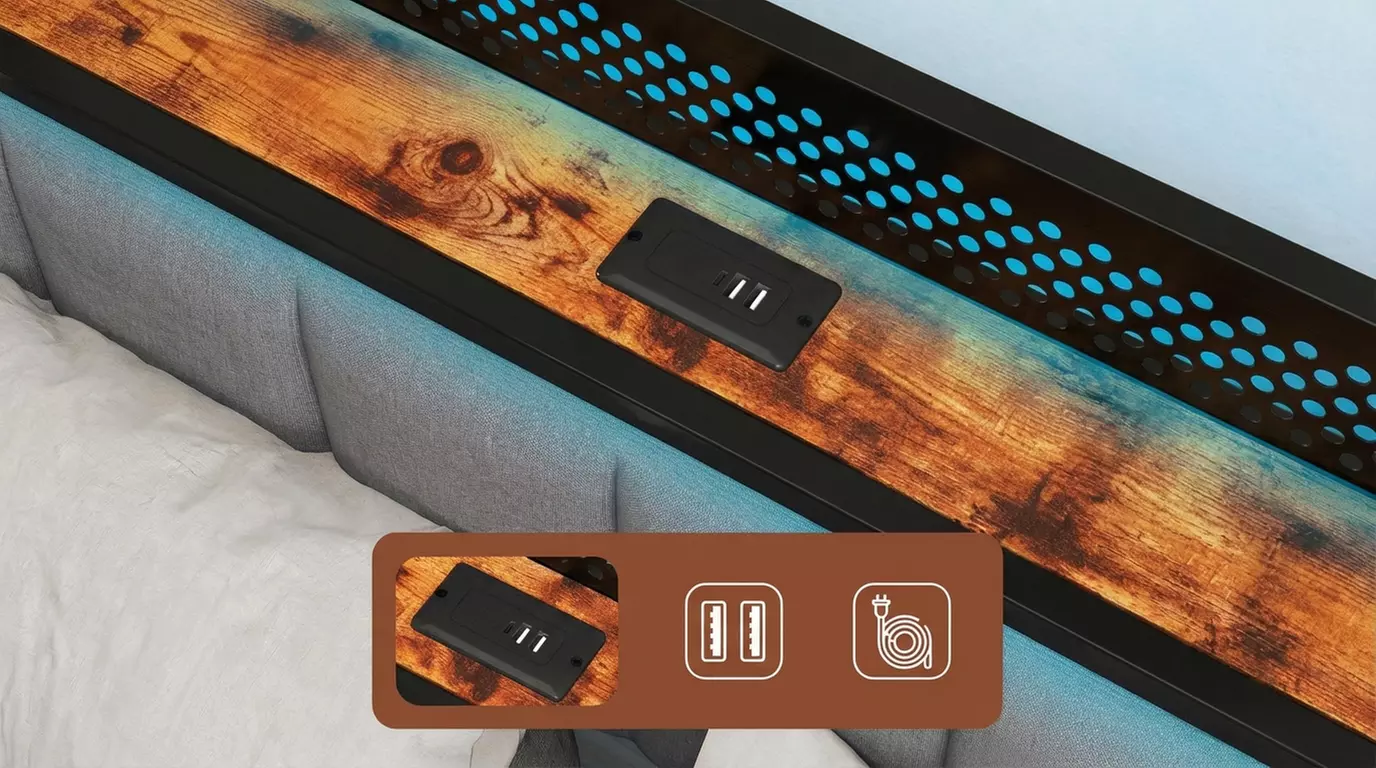 Levede LED Metal Bed Frame with RGB Lights, USB and Type-C Charging