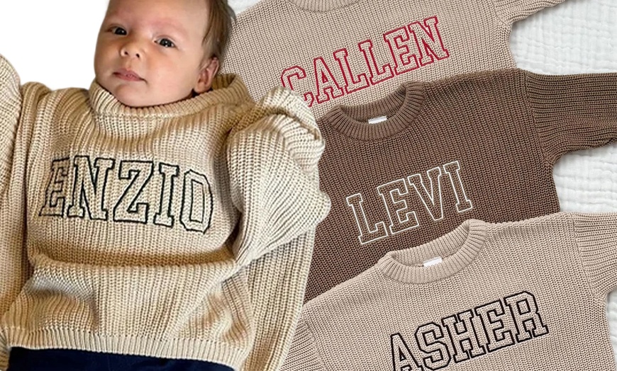Image 7: One or Two Personalized Embroidery Baby Sweaters