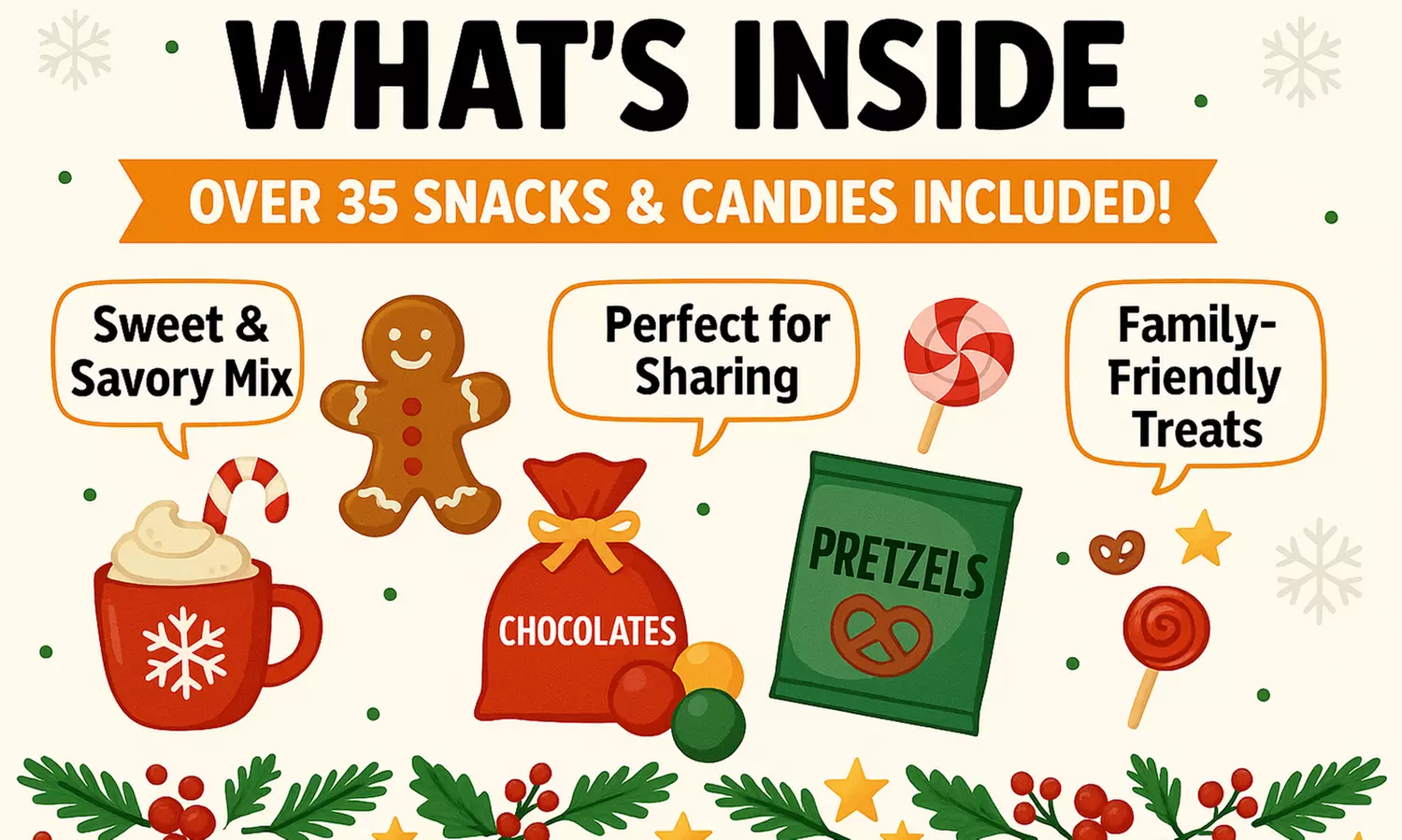 Christmas Snack & Candy Gift Box – Holiday Treats & Chocolate for Kids