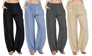 Women's Cotton-Linen Drawstring Pants