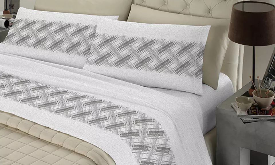 Completo Lenzuola 100% Cotone con angolo di 30 cm, Made in Italy
