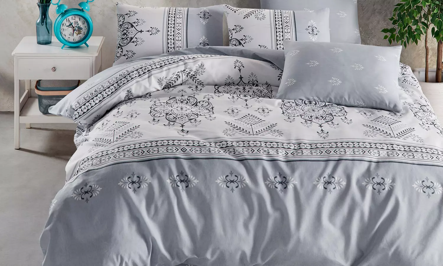 Rapport Anice Parure Copripiumino Matrimoniale Super King, 50% Cotone 50% Poliestere, Colore Verde Morbido, 220x260 Cm