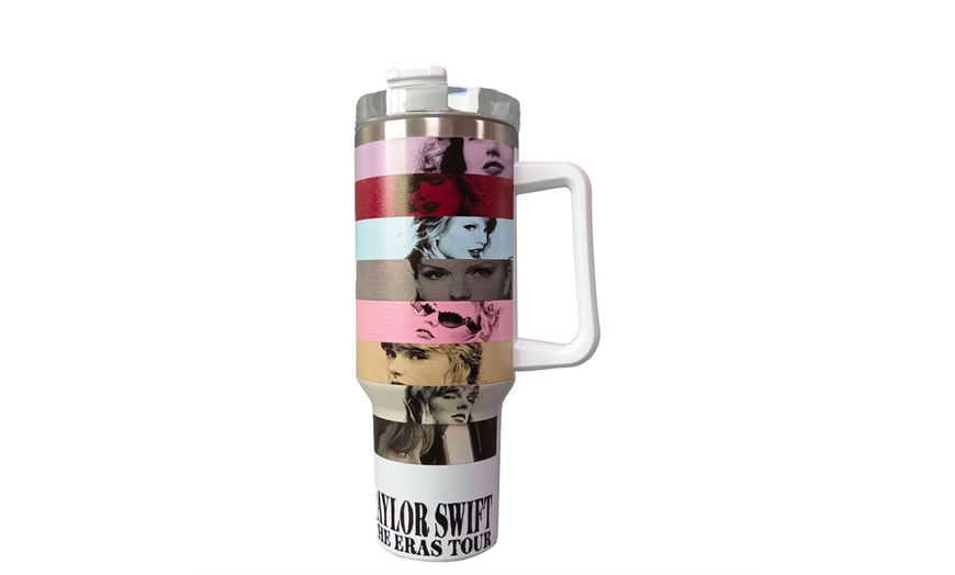 Image 6: Taylor Swift Themed 40oz Stainless Steel Travel Mug