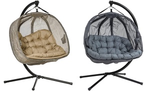Outsunny Double Hanging Egg Chair in Grey or Cream Outsunny Double Hanging Egg Chair in Grey or Cream
