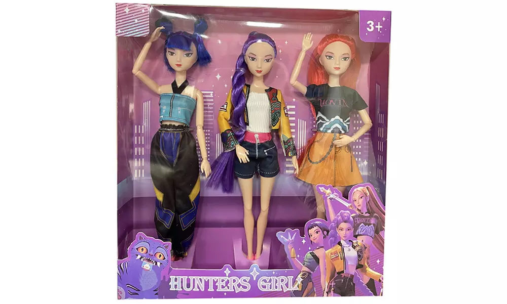 Ensemble de 3 poupées articulées en vinyle inspirées du groupe féminin K-Pop Demon Hunters - Image 3