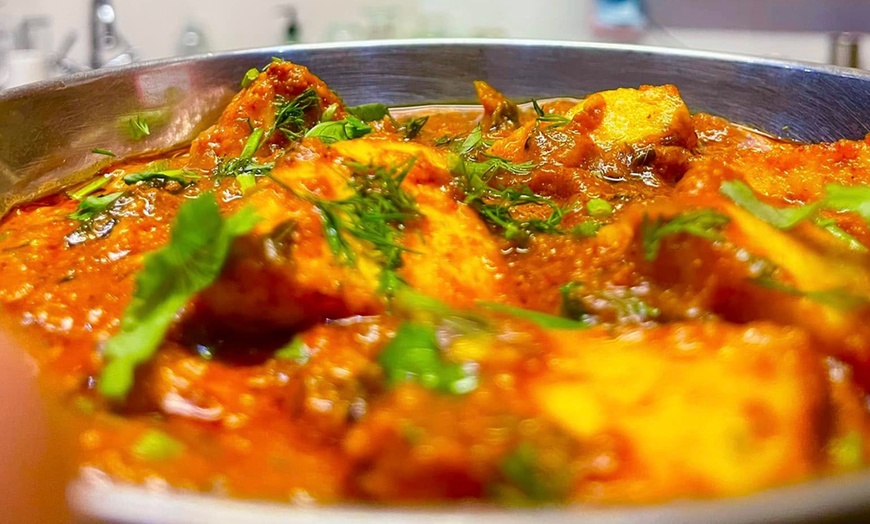 Image 3: For 1, 2, or 4: Chutney Tray or Papadam, Starter, Main, Rice & More