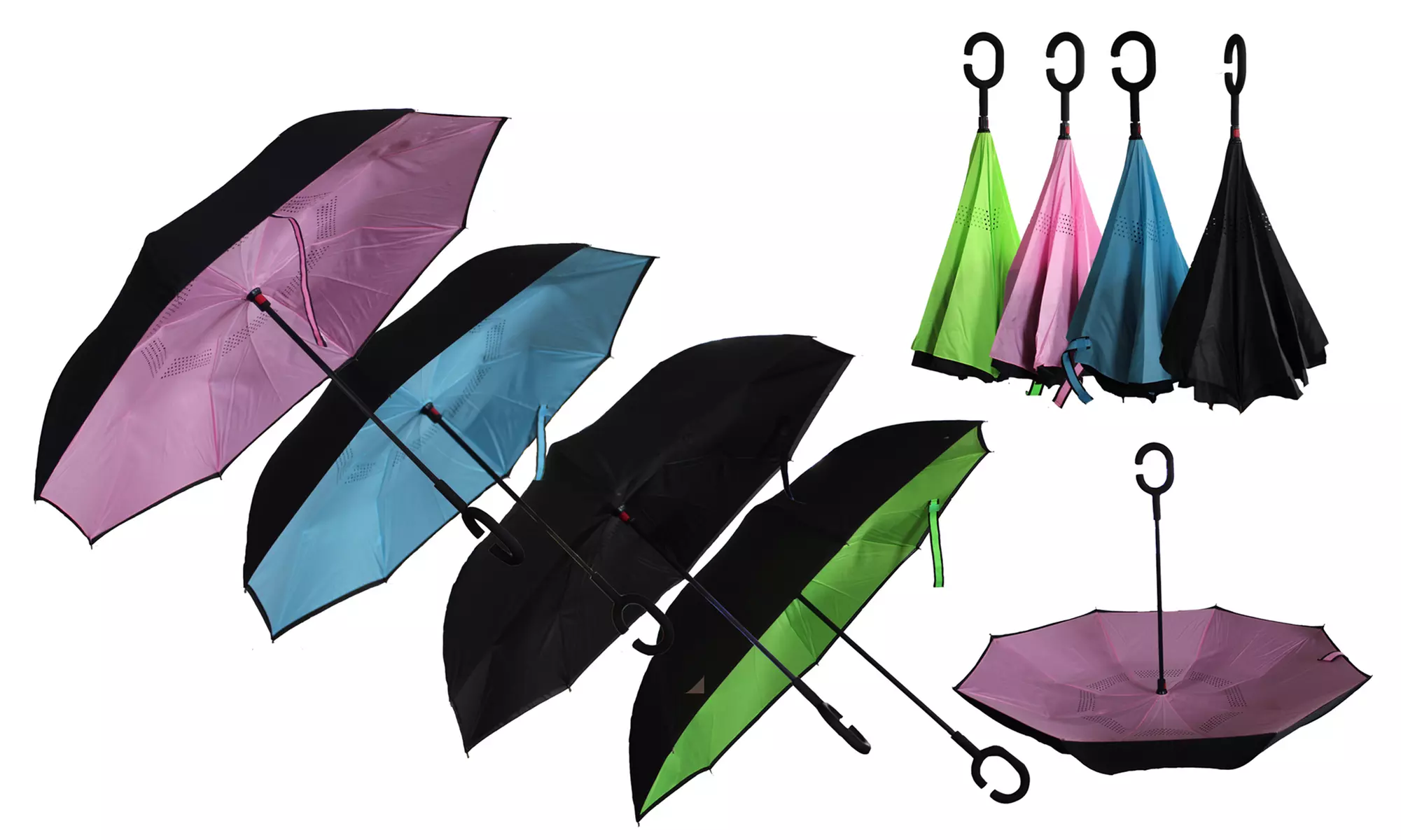 Zummy C-Handle Double-Layer Windproof Reverse Folding Smart Umbrella