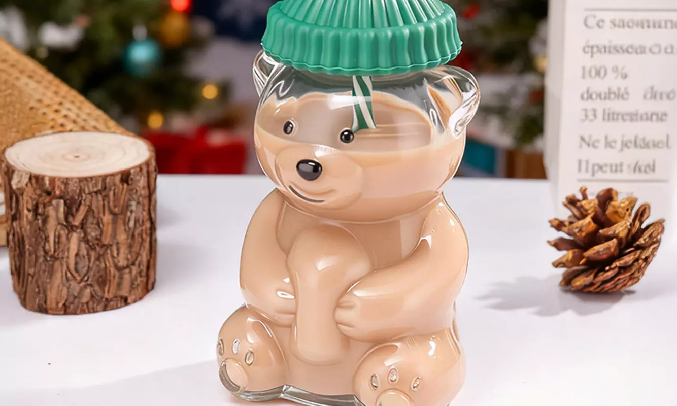 Tasse en verre "Barista Teddy Bear" 3D
