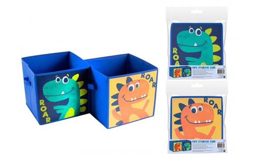 Image 2: One or Two Kids' Dinosaur or Unicorn Storage Cubes