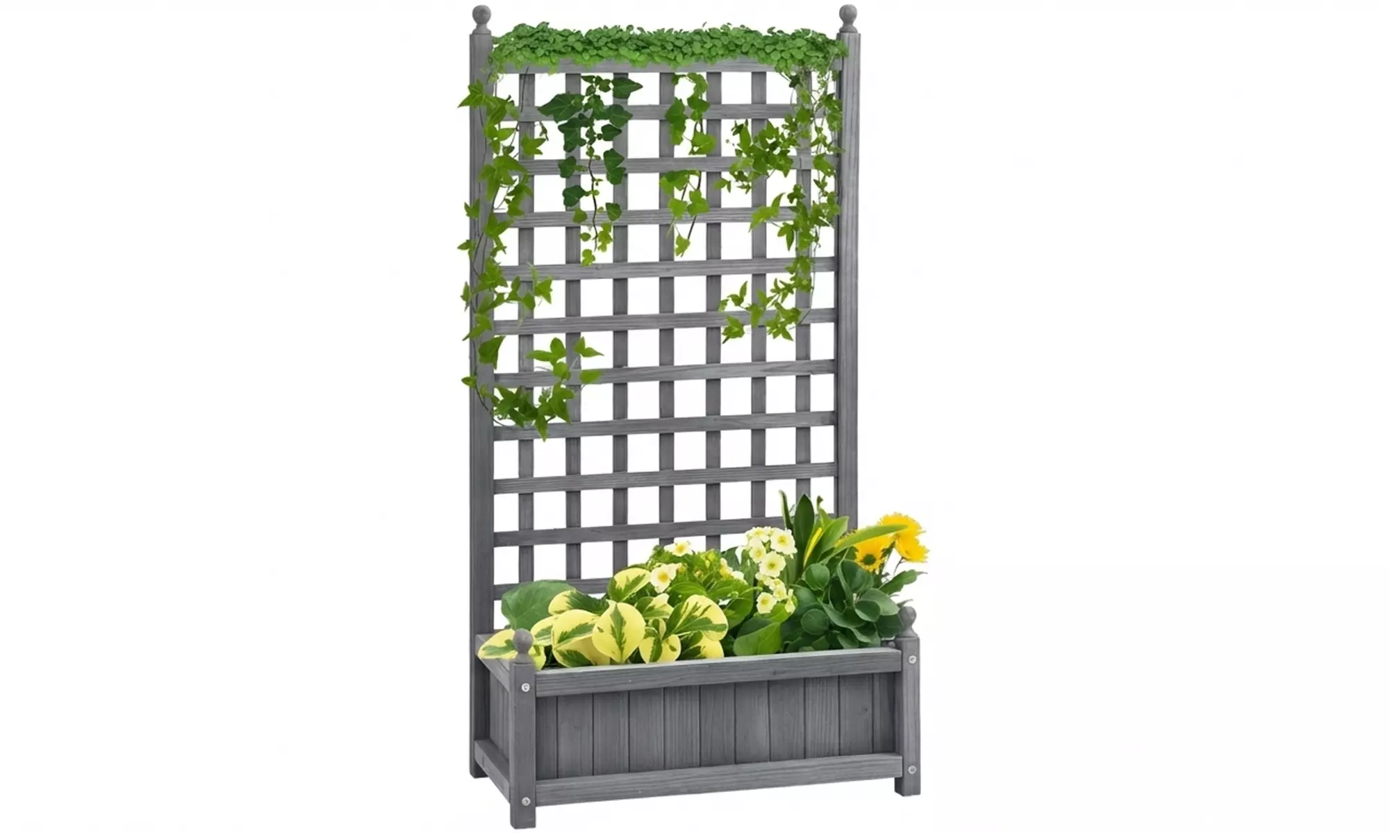 Outsunny Wooden Raised Garden Planter with Trellis