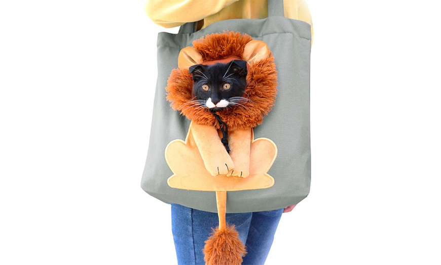 Image 8: Lion-Shaped Pet Canvas Shoulder Bag