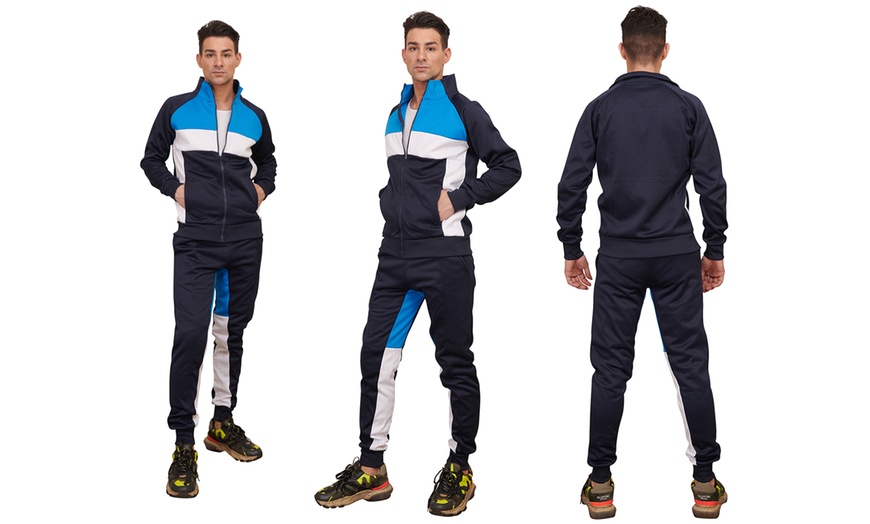 Image 2: Men's Panelled Zip-through Collared Tracksuit