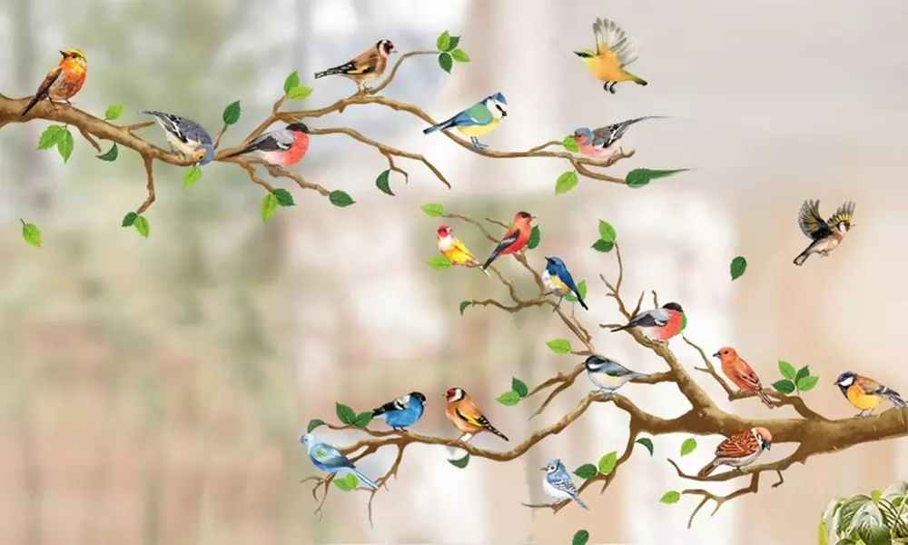 1 of 2 sets van 4 vellen met vogel-stickers