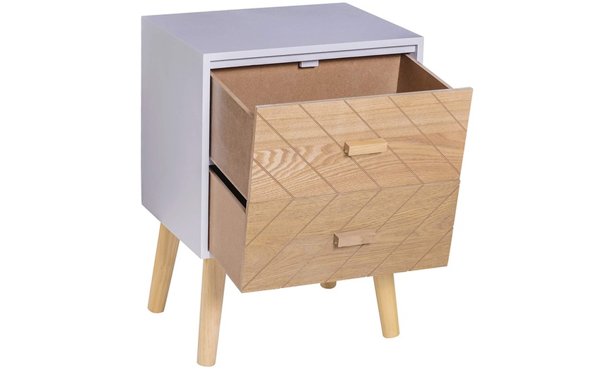 Image 5: HomCom Bedside Table with 2 Drawers