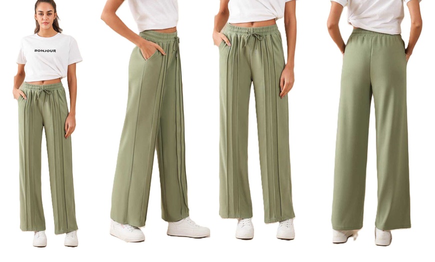 Image 4: Plain and Seam Front Wide Leg Trousers