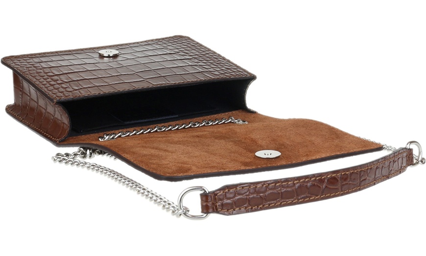 Image 4: Croc Print Leather Shoulder Bag