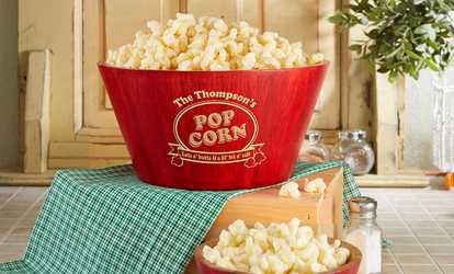 image for Popcorn Night Bamboo Personalized Serving Bowl